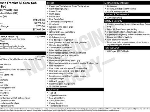 Used 2007 Nissan Frontier SE w/ SE Value Truck Pkg AWD/4WD image 29