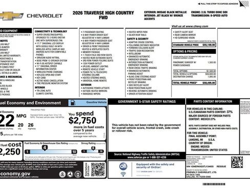 Used 2026 Chevrolet Traverse High Country FWD image 2