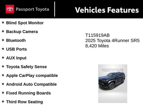 Used 2025 Toyota 4Runner SR5 AWD/4WD image 8