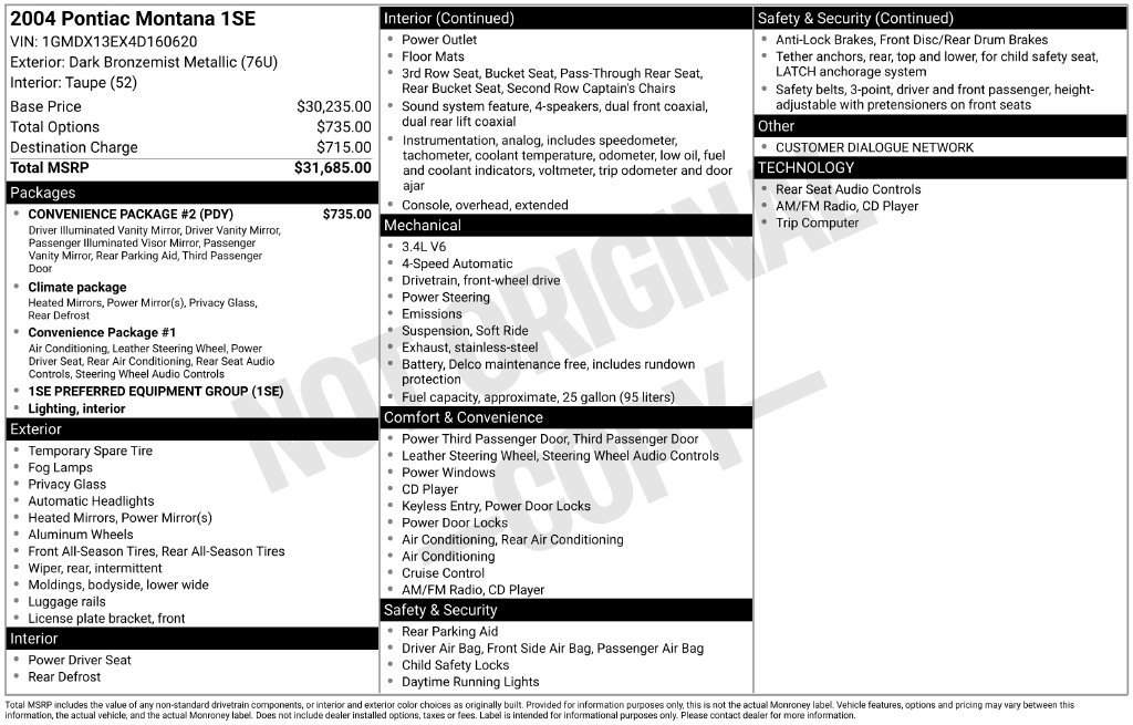Used 2004 Pontiac Montana Extended w/ Convenience Package #2 FWD image 33