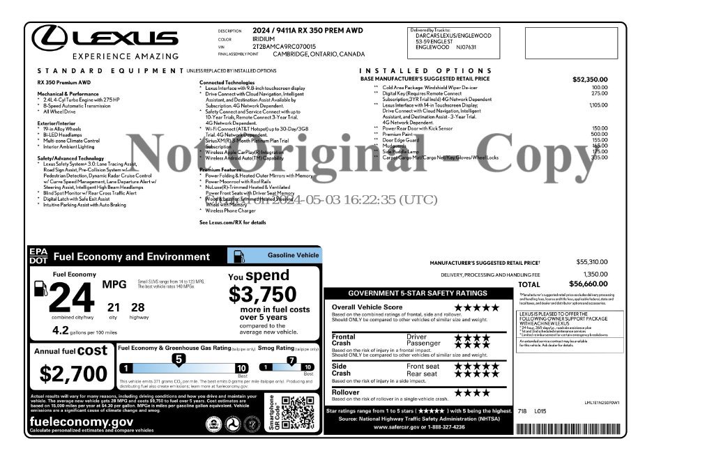 Used 2024 Lexus RX 350 Premium w/ Accessory Package (Z1) AWD/4WD image 3