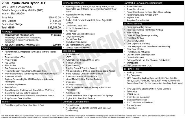 Used 2020 Toyota RAV4 XLE w/ Convenience Package AWD/4WD image 29
