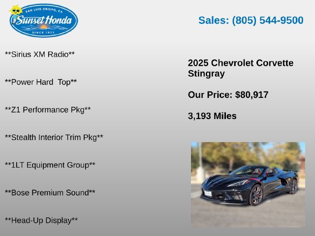 Used 2025 Chevrolet Corvette Stingray Preferred Conv w/ Z51 Performance Package RWD image 19