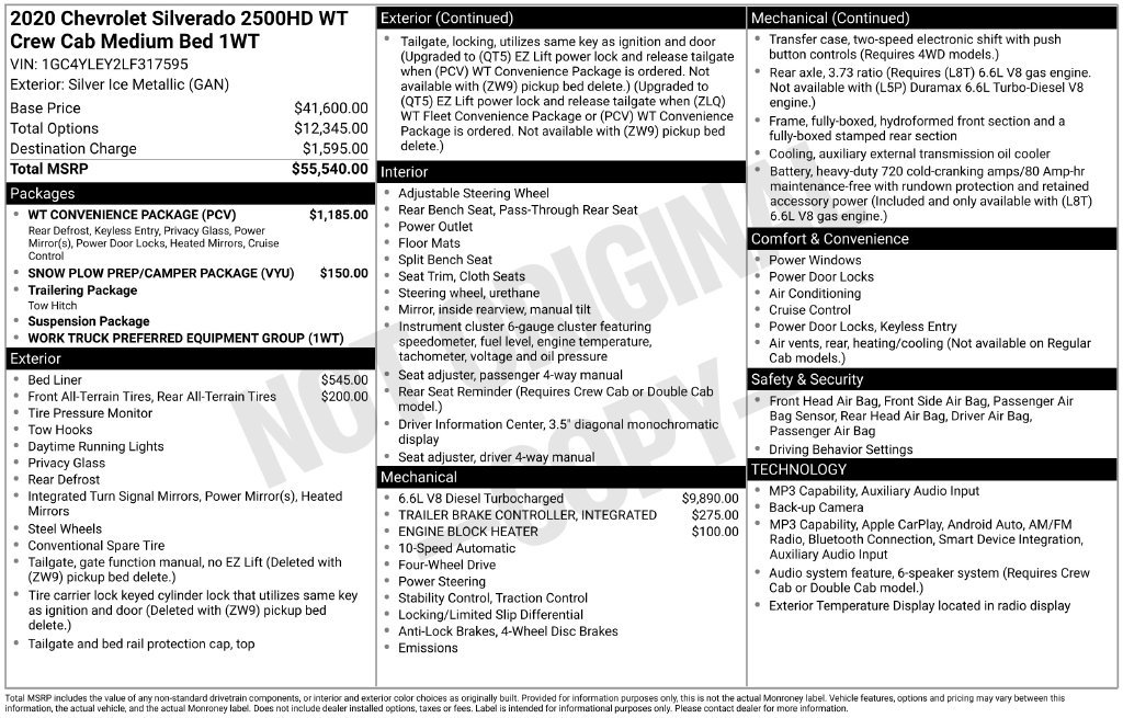 Used 2020 Chevrolet Silverado 2500 W/T w/ WT Convenience Package AWD/4WD image 6