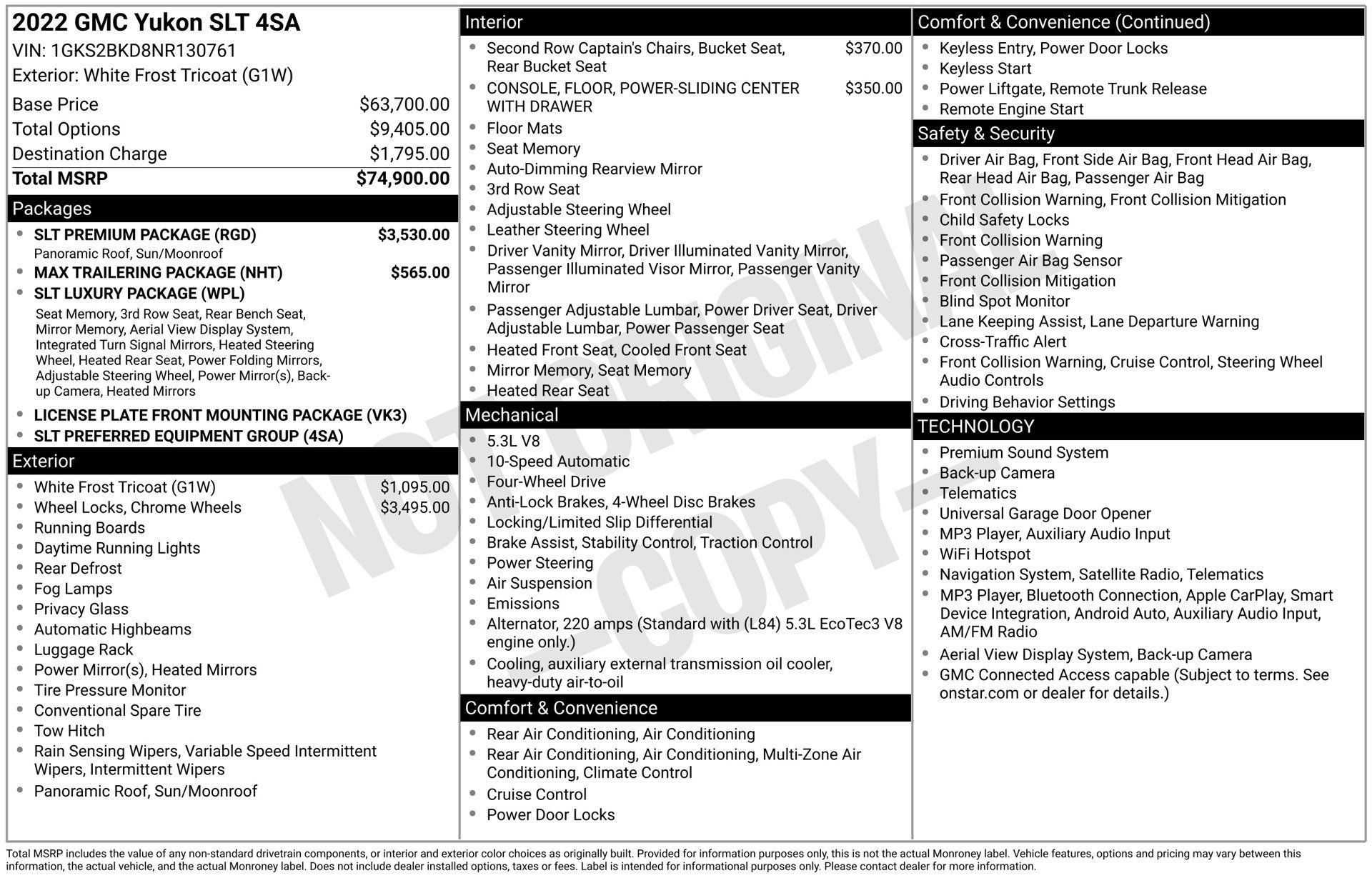 Used 2022 GMC Yukon SLT w/ SLT Premium Package AWD/4WD image 3
