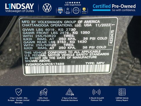 Certified 2023 Volkswagen Atlas SE w/ Panoramic Sunroof Package image 28