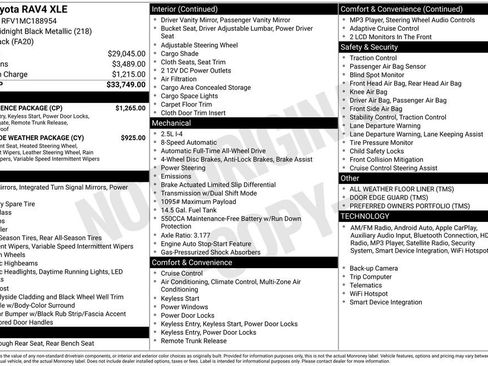 Used 2021 Toyota RAV4 XLE w/ Convenience Package image 17