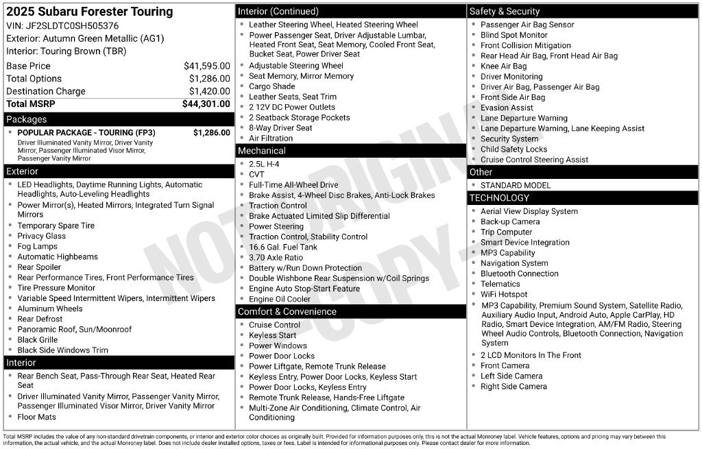Used 2025 Subaru Forester Touring w/ Popular Package - Touring AWD/4WD image 40