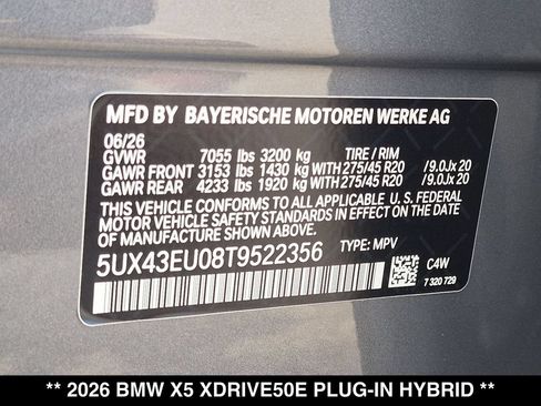 New 2026 BMW X5 xDrive50e w/ M Sport Package AWD/4WD image 19