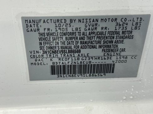 New 2025 Nissan Versa SV w/ Trunk Package image 26