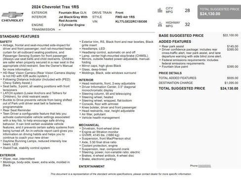 Certified 2024 Chevrolet Trax RS w/ Driver Confidence Package FWD image 33