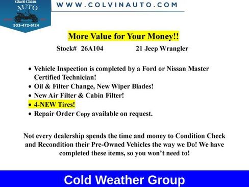 Used 2021 Jeep Wrangler Unlimited Sahara w/ Cold Weather Group AWD/4WD image 2