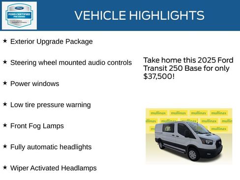 Used 2025 Ford Transit 250 Low Roof w/ Exterior Upgrade Package RWD image 21