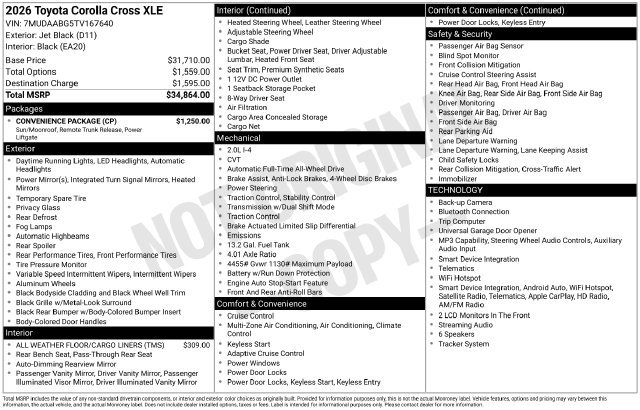 Certified 2026 Toyota Corolla Cross XLE w/ Convenience Package AWD/4WD image 6