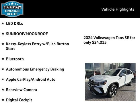 Certified 2024 Volkswagen Taos SE w/ Panoramic Sunroof Package image 4
