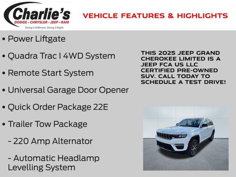 Certified 2025 Jeep Grand Cherokee Limited w/ Trailer Tow Package image 19
