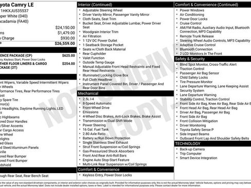 Used 2018 Toyota Camry LE w/ Convenience Package image 36