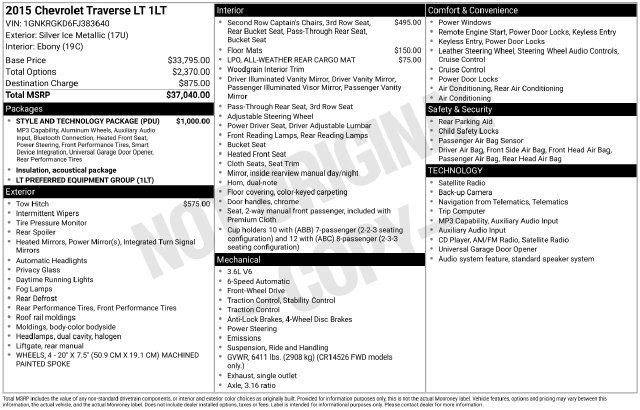 Used 2015 Chevrolet Traverse LT w/ Style and Technology Package FWD image 7