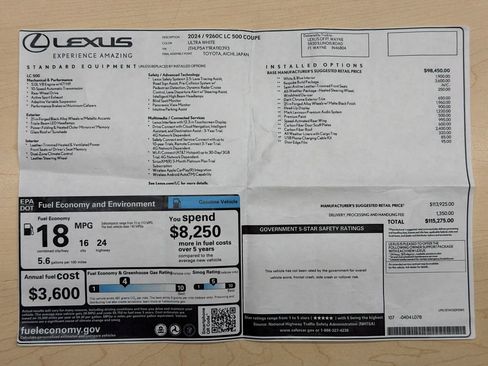 Used 2024 Lexus LC 500 Coupe w/ Bespoke Build Package image 43