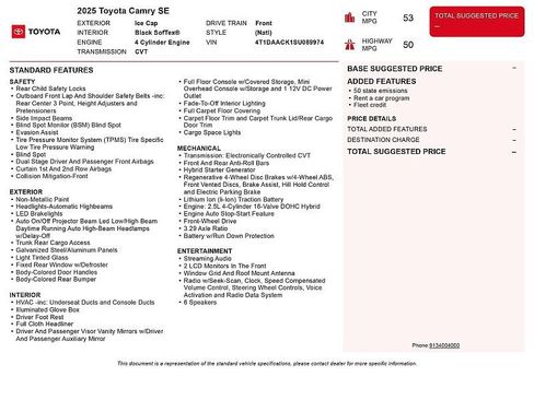 Used 2025 Toyota Camry SE FWD image 2