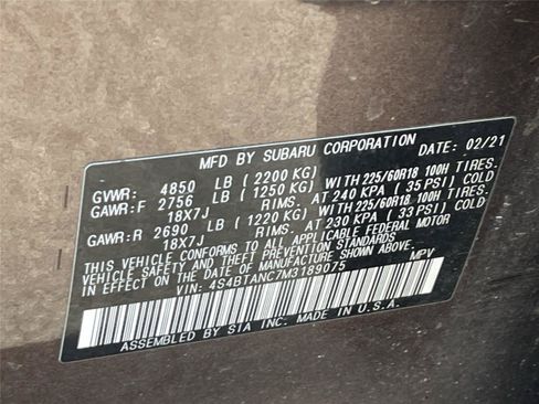 Certified 2021 Subaru Outback Limited w/ Popular Package #2 AWD/4WD image 35