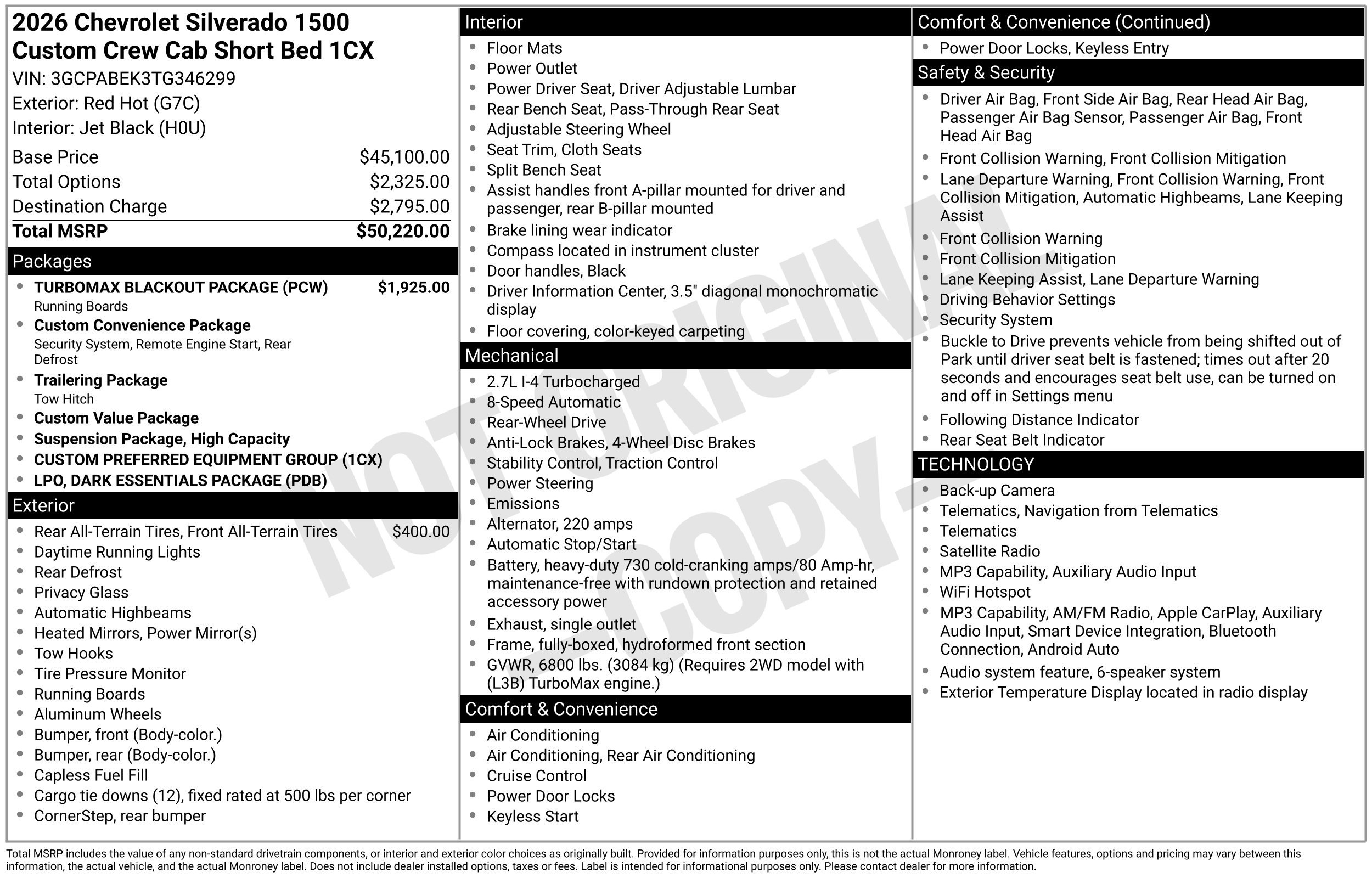 Used 2026 Chevrolet Silverado 1500 Custom w/ Turbomax Blackout Package RWD image 2