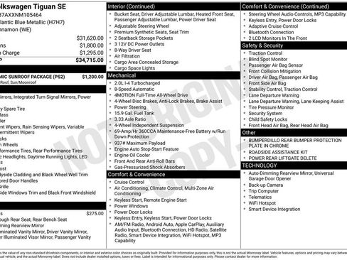 Used 2022 Volkswagen Tiguan SE w/ Panoramic Sunroof Package AWD/4WD image 11