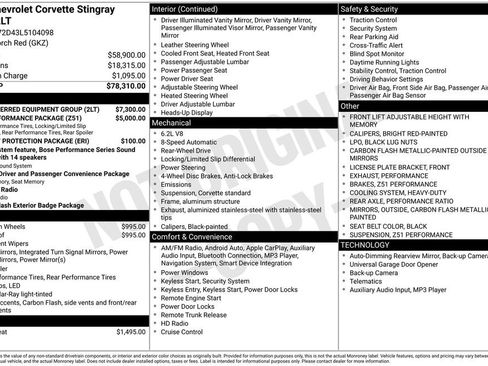 Used 2020 Chevrolet Corvette Stingray Preferred Cpe w/ 2LT Preferred Equipment Group image 10