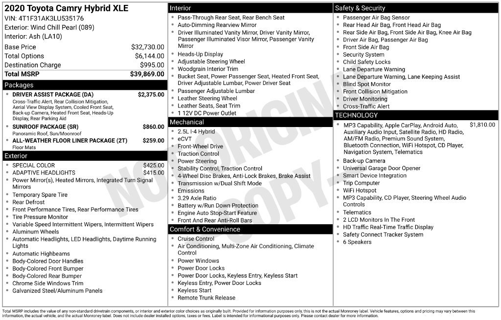 Used 2020 Toyota Camry XLE w/ Driver Assist Package FWD image 32
