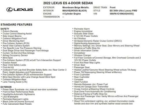 Used 2022 Lexus ES 300h Ultra Luxury w/ Accessory Package 2 image 18