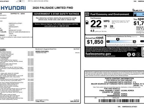 Used 2020 Hyundai Palisade Limited FWD image 55