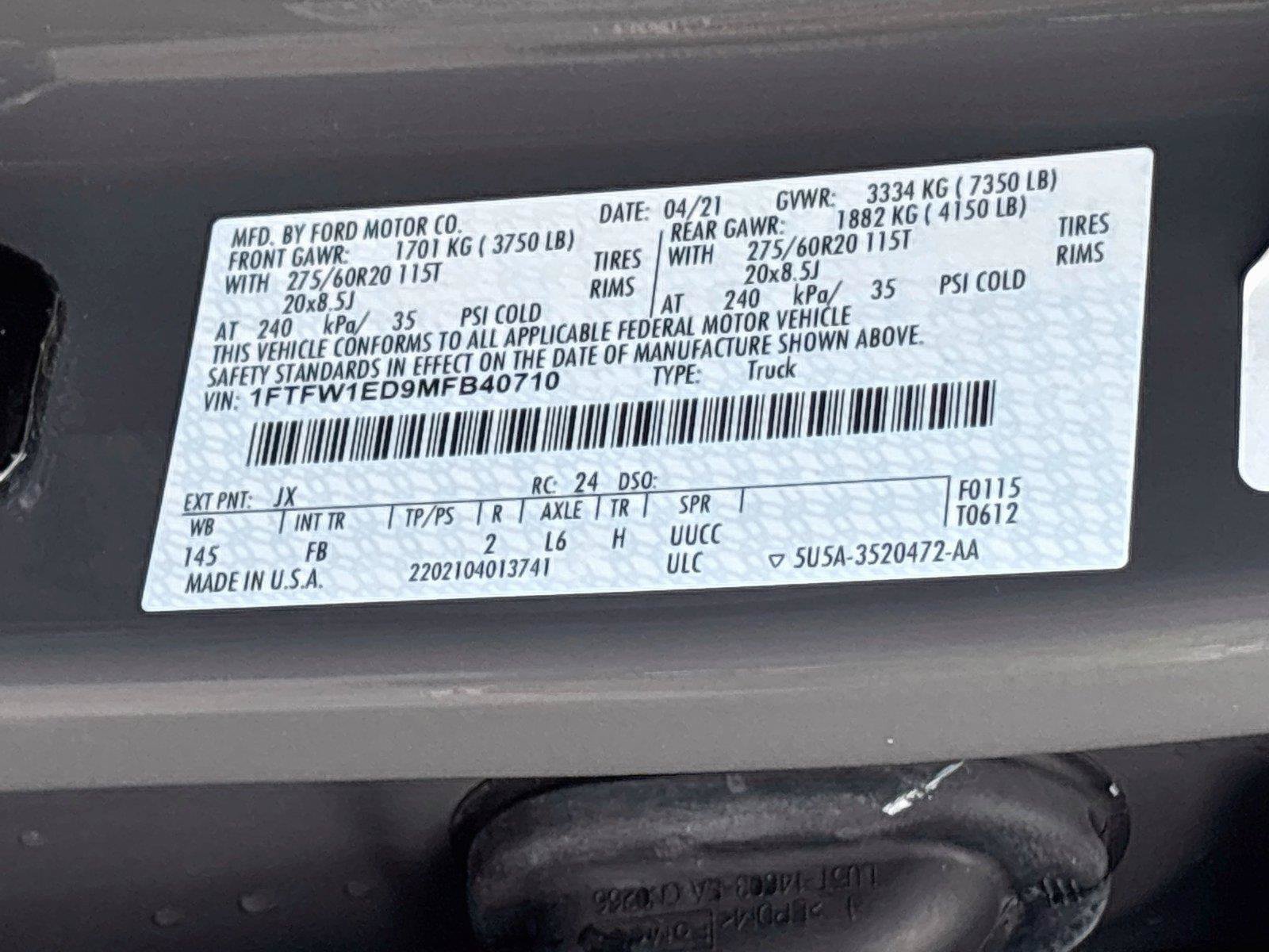 Used 2021 Ford F150 XLT w/ Equipment Group 302A High AWD/4WD image 32