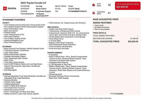 Used 2023 Toyota Corolla LE FWD image 2