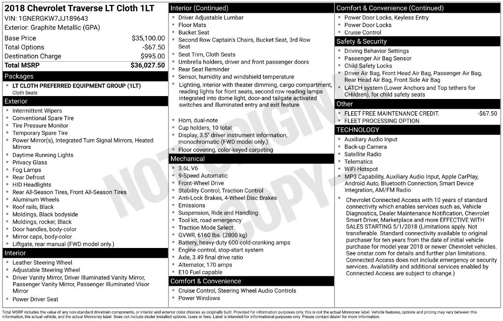 Used 2018 Chevrolet Traverse LT FWD image 31