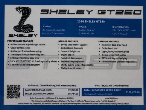 New 2026 Ford Mustang GT Premium w/ GT Performance Package RWD image 12