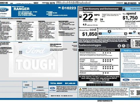 Used 2021 Ford Ranger XLT w/ Trailer Tow Package AWD/4WD image 38