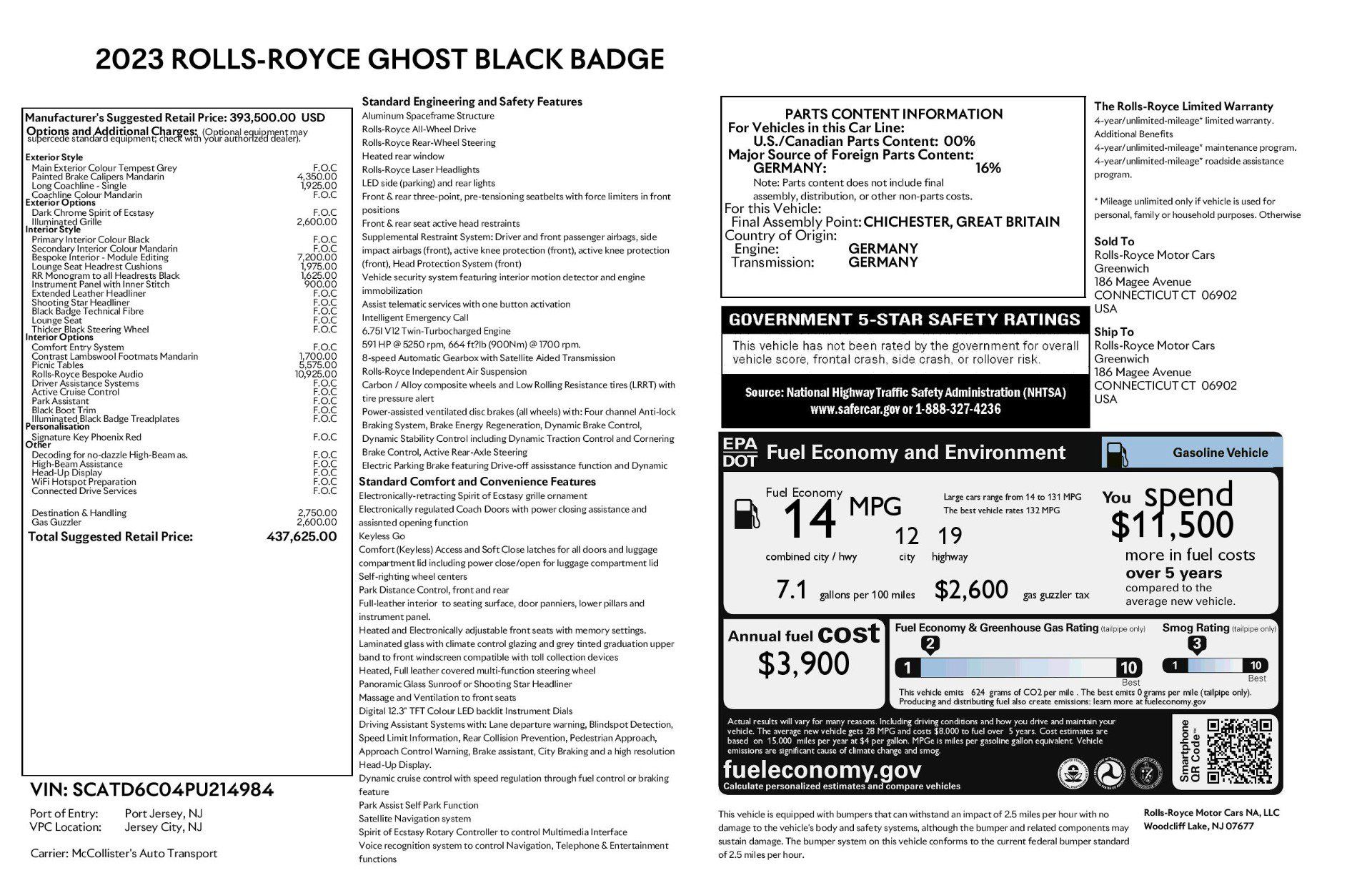 Certified 2023 Rolls-Royce Ghost Black Badge AWD/4WD image 29