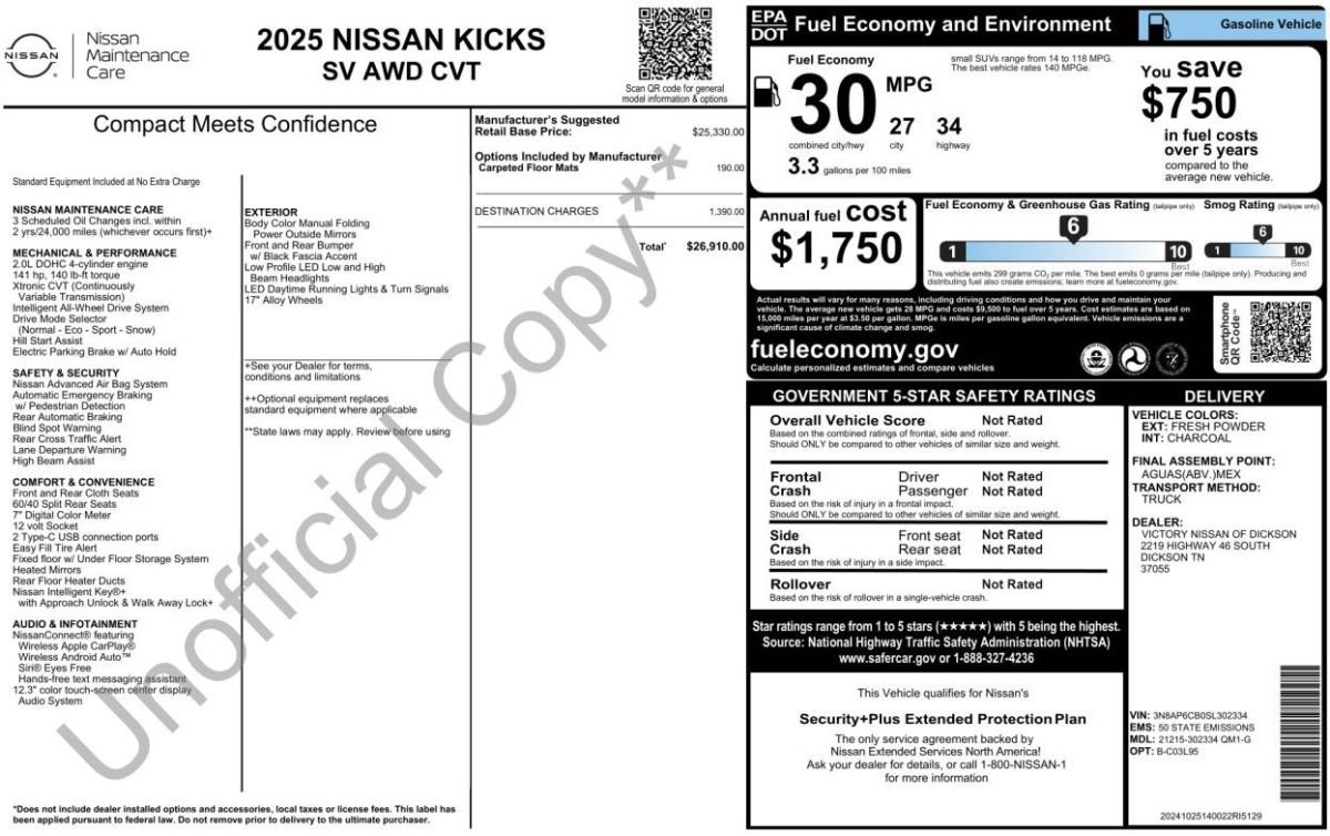Used 2025 Nissan Kicks SV AWD/4WD image 14