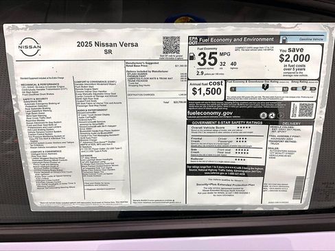 New 2025 Nissan Versa SR w/ Trunk Package FWD image 74
