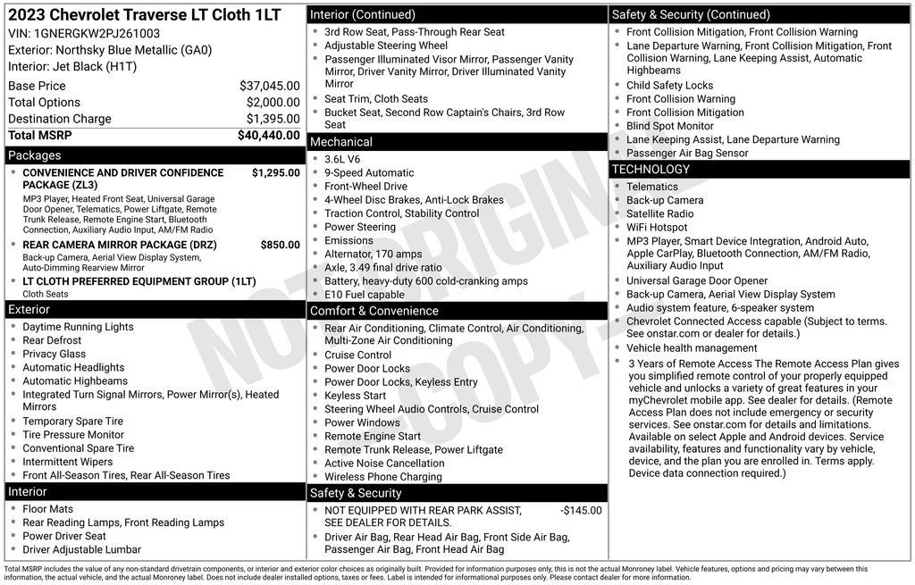 Certified 2023 Chevrolet Traverse LT FWD image 55