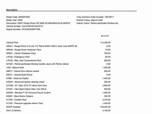 New 2026 Land Rover Range Rover SE AWD/4WD image 3