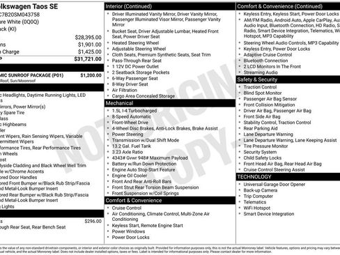 Used 2025 Volkswagen Taos SE w/ Panoramic Sunroof Package image 12