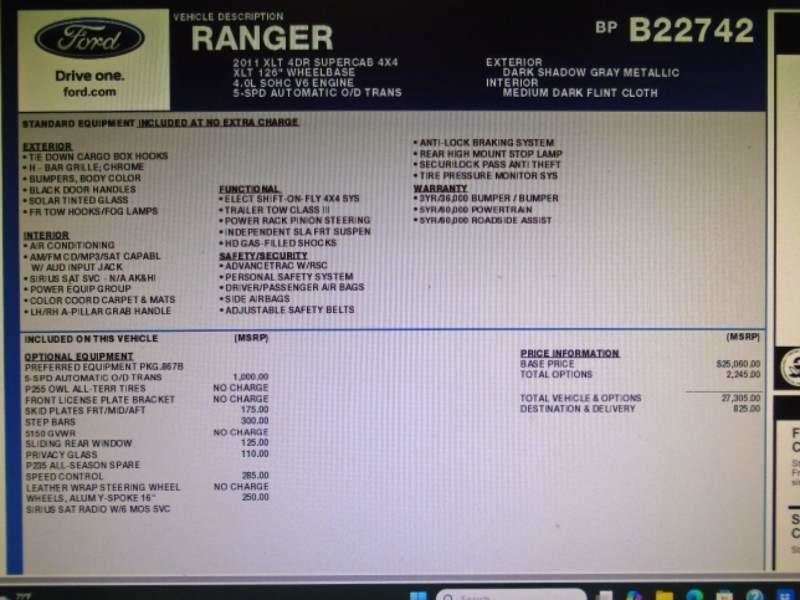 Used 2011 Ford Ranger XLT AWD/4WD image 27