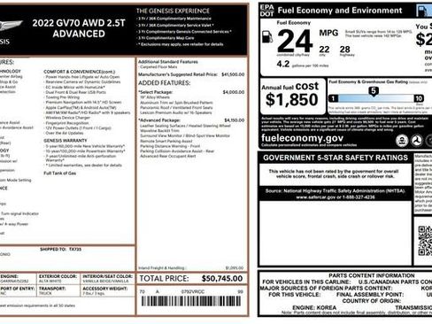 Used 2022 Genesis GV70 2.5T w/ Advanced Package AWD/4WD image 2