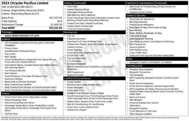 Used 2024 Chrysler Pacifica Limited AWD/4WD image 11