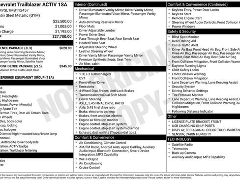 Used 2021 Chevrolet TrailBlazer ACTIV w/ Convenience Package FWD image 17