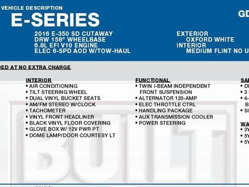 Used 2016 Ford E-350 and Econoline 350 Super Duty w/ Shuttle Bus Prep Package RWD image 21