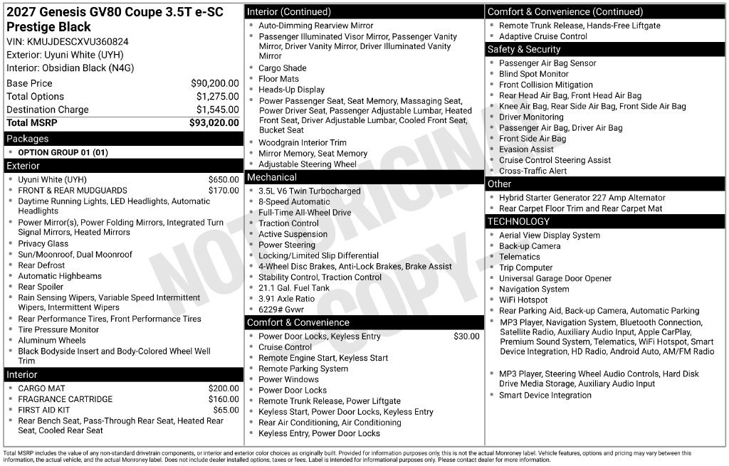 New 2027 Genesis GV80 3.5T Prestige AWD/4WD image 4
