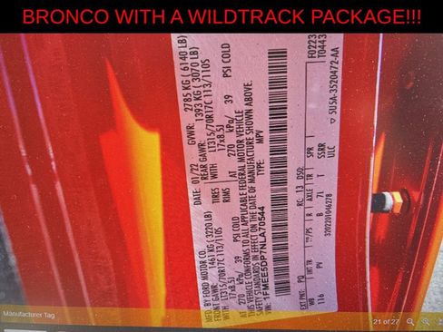 Used 2022 Ford Bronco Wildtrak AWD/4WD image 20