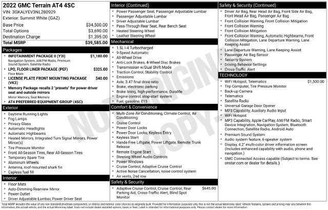 Used 2022 GMC Terrain AT4 w/ Infotainment Package II AWD/4WD image 21